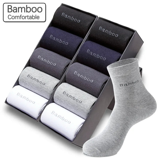 10 Pairs / Lot Bamboo Fiber Socks Men Casual Business Anti-Bacterial Breatheable Men's Crew Socks High Quality Guarantee Sock